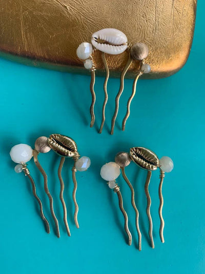 Mermaid hair pin, goddess hair pin, cowrie shell hair pin