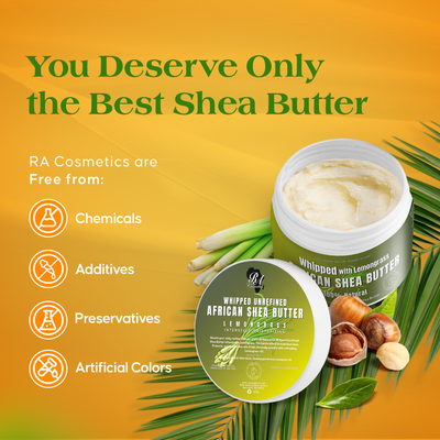 Whipped African Ivory Shea Butter, Lemongrass - 12oz
