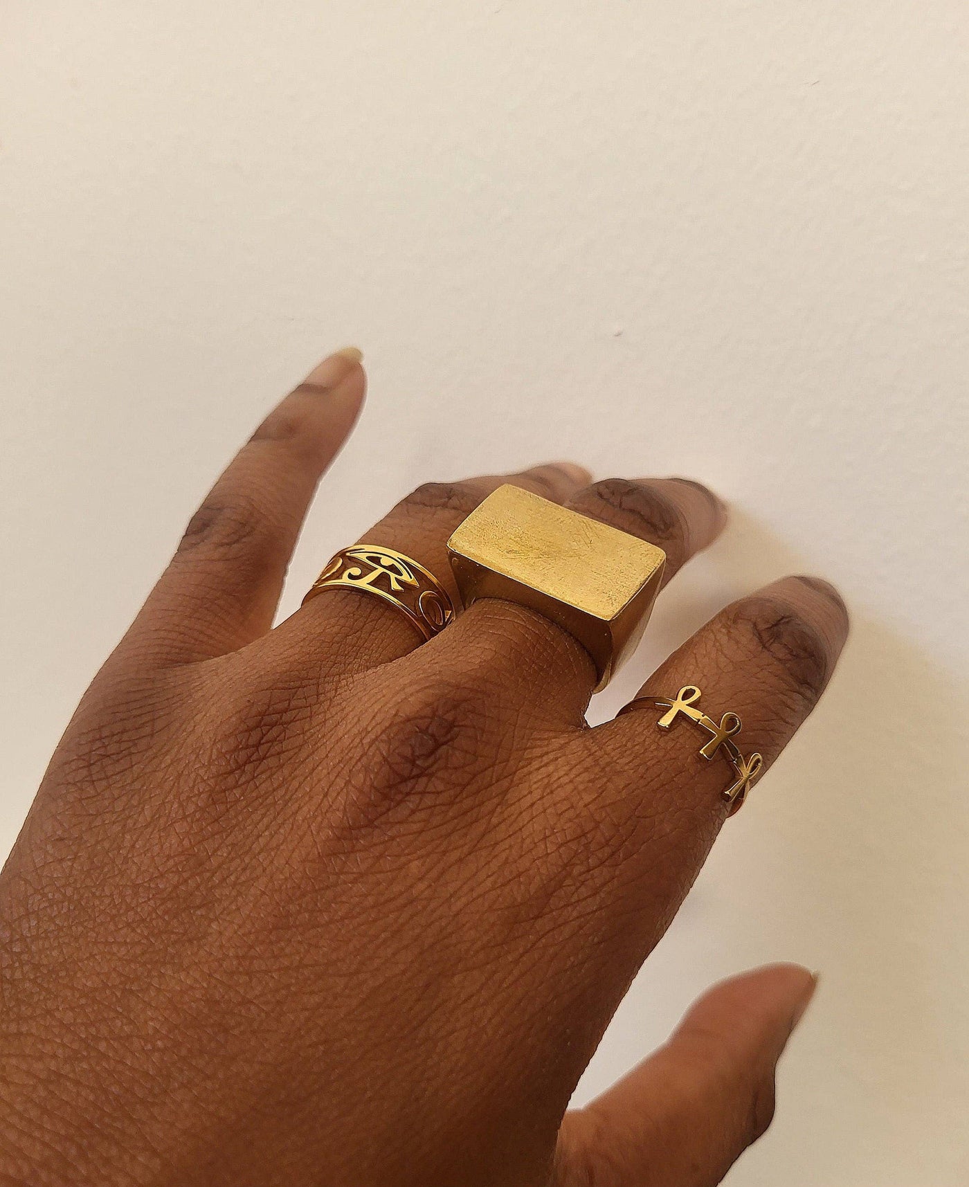 Ada African Geometric Brass Statement Ring