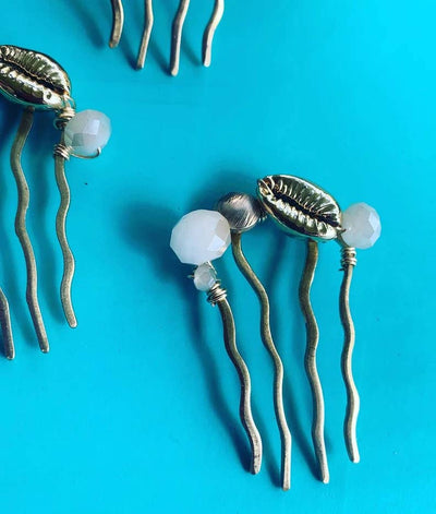 Mermaid hair pin, goddess hair pin, cowrie shell hair pin