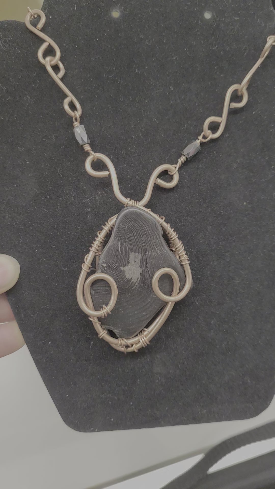 Petrified Wood Necklace with magnetic hematite by TRMC