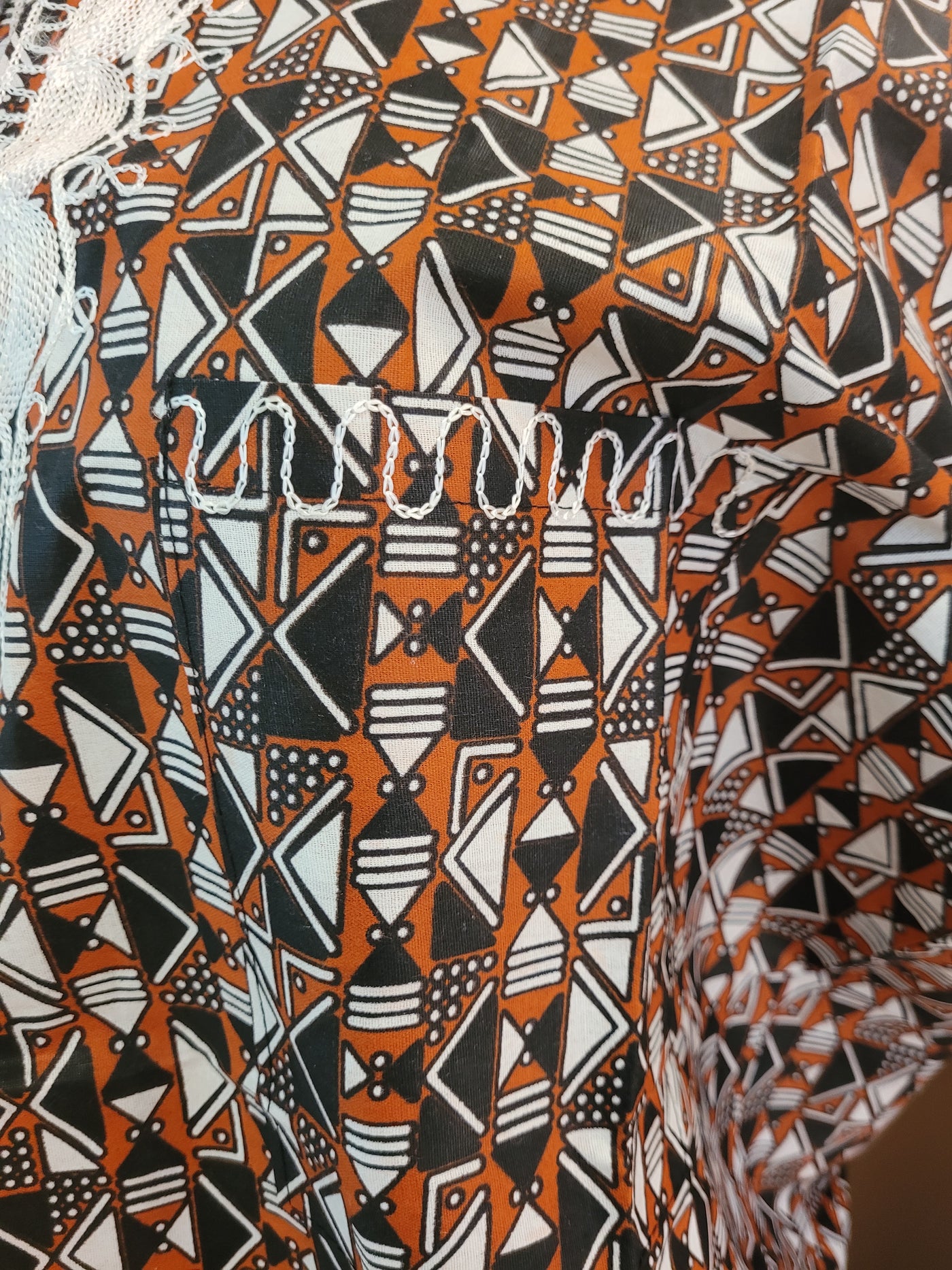 Brown Embroidered African Print Dashiki-FVM 30