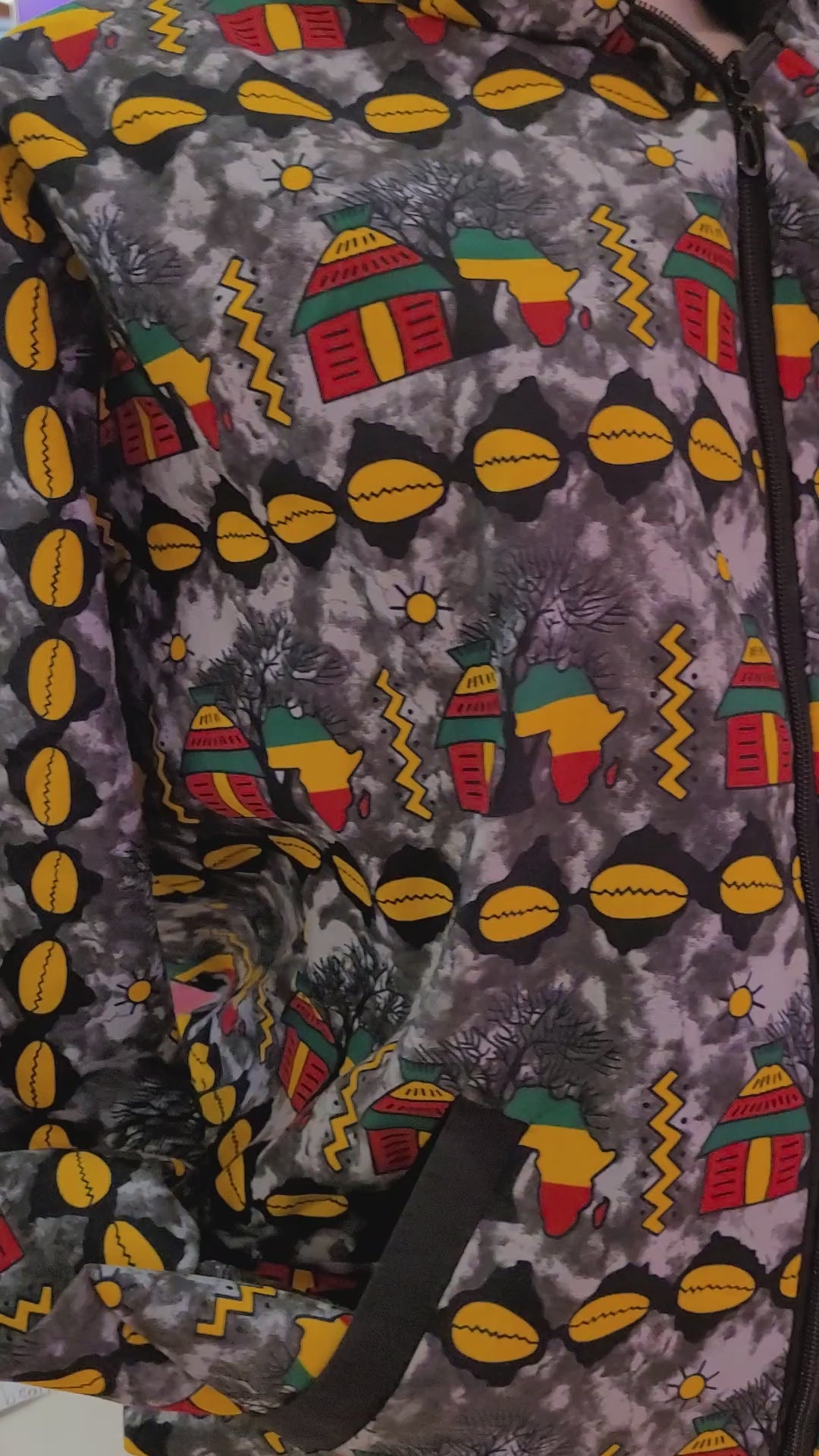 African Print Bomber Jacket with Collar